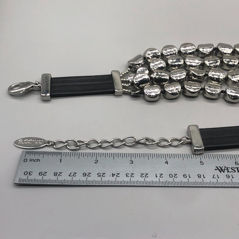 Chico's Multi-Strand Silver Disc Statement Necklace - Picture 10 of 11
